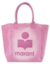 Women's Yenky Flocked Logo Tote Bag Pink - ISABEL MARANT - BALAAN 2