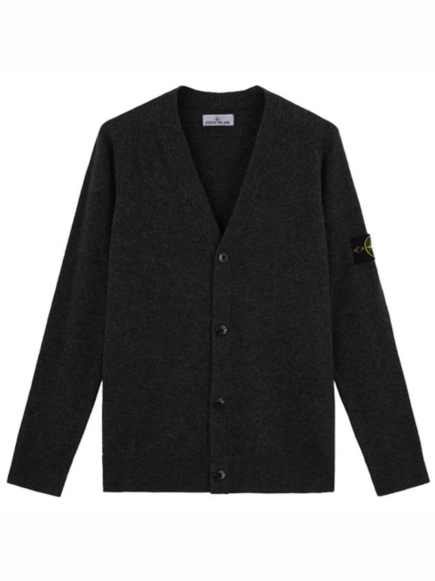 Wappen Patch V-Neck Cardigan Grey Melange - STONE ISLAND - BALAAN 2