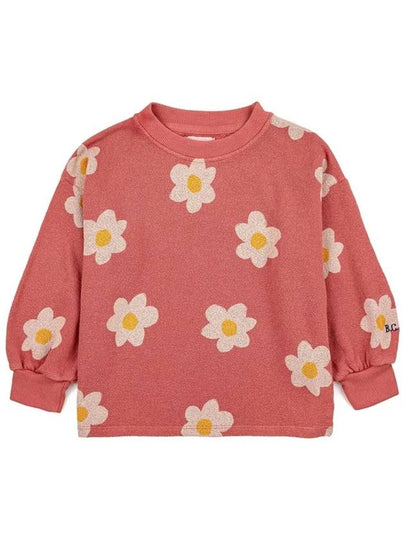 Kids Flower Pattern Sweatshirt Salmon Pink 223AC044 810 - BOBO CHOSES - BALAAN 2