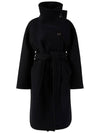 High-Neck Belted Wool Single Coat Black - ACNE STUDIOS - BALAAN 3