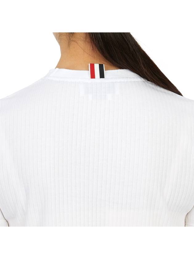 Women's High Twist Rip Stripe Short Sleeve T Shirt White - THOM BROWNE - BALAAN 8