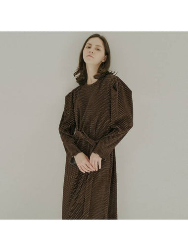 Brown Dot Belt Long Dress BROWN - AVANT-G - BALAAN 1