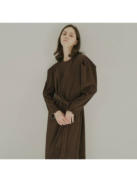 Brown Dot Belt Long Dress BROWN - AVANT-G - BALAAN 2