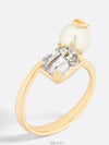 Petit CD Ring Gold Finish Metal White Resin Pearl - DIOR - BALAAN 1