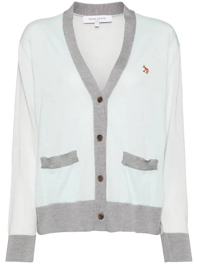 Baby Fox Patch Color Block Cardigan Peppermint - MAISON KITSUNE - BALAAN 2