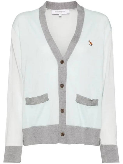 Baby Fox Patch Color Block Cardigan Peppermint - MAISON KITSUNE - BALAAN 2