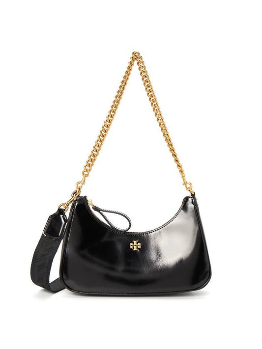 Logo Chain Leather Shoulder Bag Black - TORY BURCH - BALAAN 1