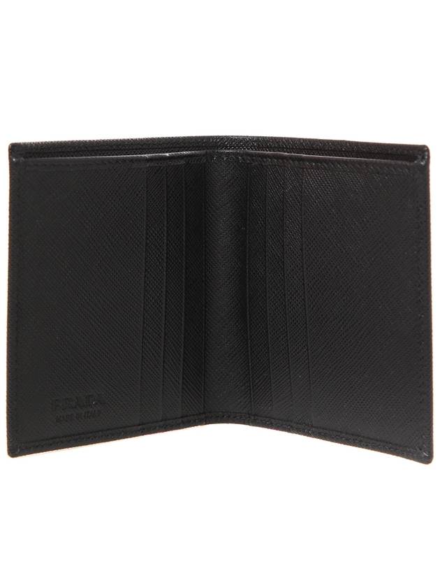 Triangle Logo Saffiano Half Wallet Black - PRADA - BALAAN 7