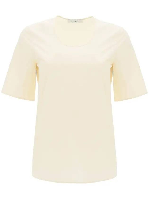 Round Neck Cotton Short Sleeve T-Shirt Cream - LEMAIRE - BALAAN 1