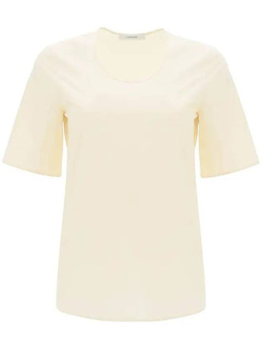 Round Neck Cotton Short Sleeve T-Shirt Cream - LEMAIRE - BALAAN 1