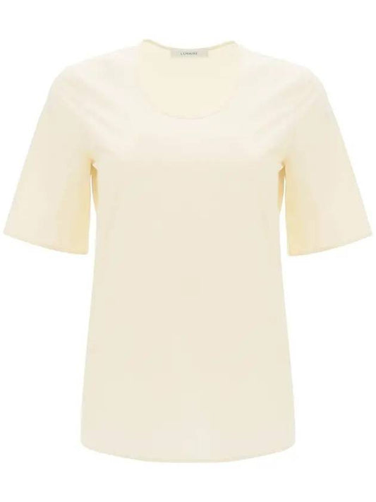 Round Neck Cotton Short Sleeve T-Shirt Cream - LEMAIRE - BALAAN 1