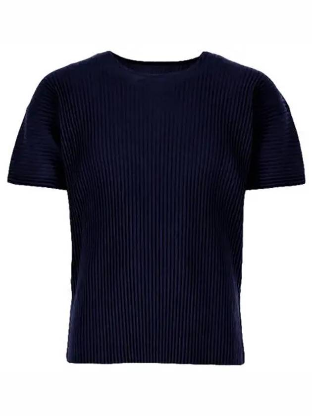 Pleated Short Slevee T-Shirt Navy - ISSEY MIYAKE - BALAAN 2