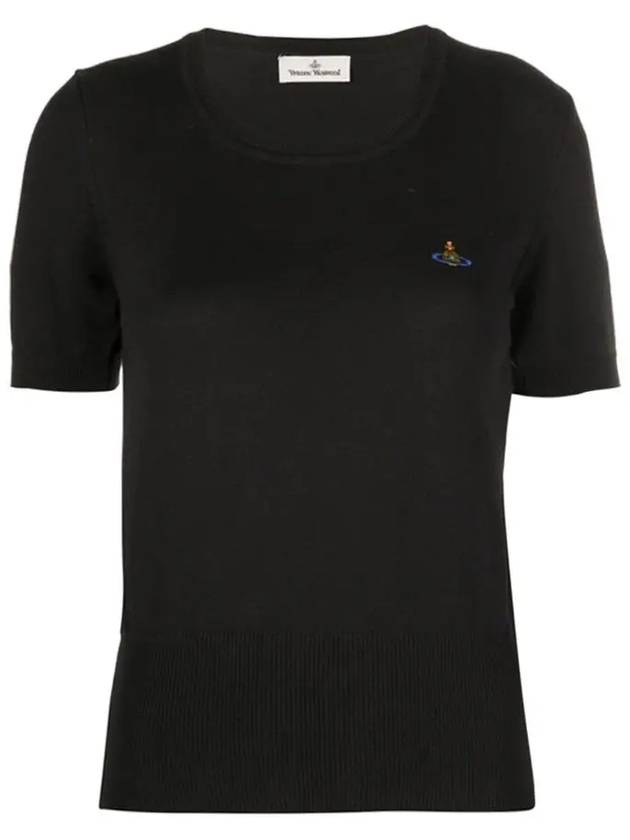 Bea Embroidery Logo Short Sleeve Knit Top Black - VIVIENNE WESTWOOD - BALAAN 3