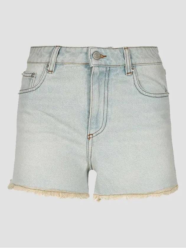 Back Logo Patch Denim Shorts Light Blue - AMI - BALAAN 3