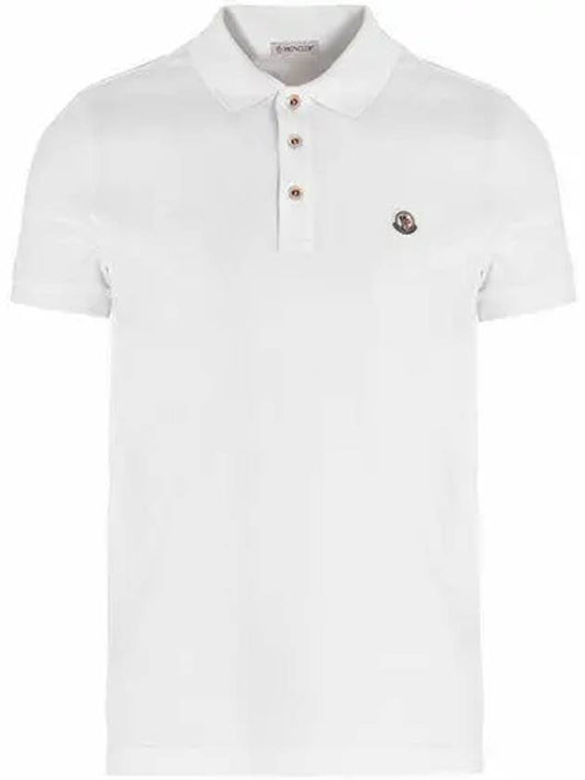 Men's Logo Patch Short Sleeve PK Shirt White - MONCLER - BALAAN 2