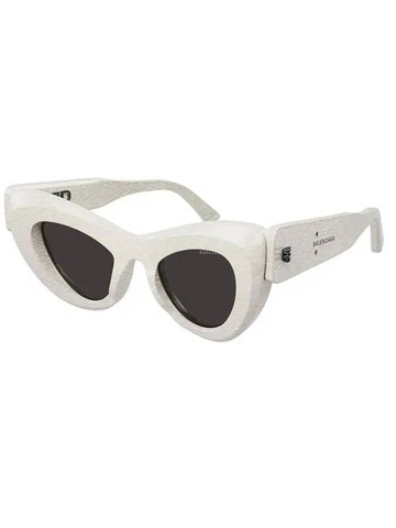 Eyewear BB0204S 003 Logo Temple Mega Cat Eye Sunglasses White - BALENCIAGA - BALAAN 1