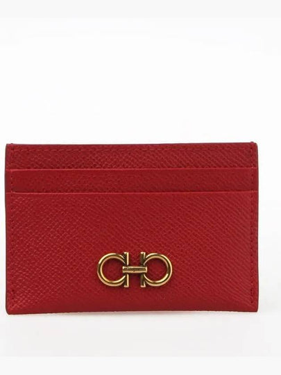 Gancini Card Wallet Lipstick Red - SALVATORE FERRAGAMO - BALAAN 2