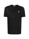 Men's Logo Short Sleeve T-Shirt Black - STONE ISLAND - BALAAN 3