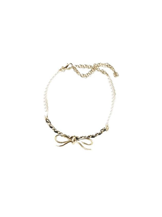 Metal Calfskin Ribbon Choker Gold - CHANEL - BALAAN 1