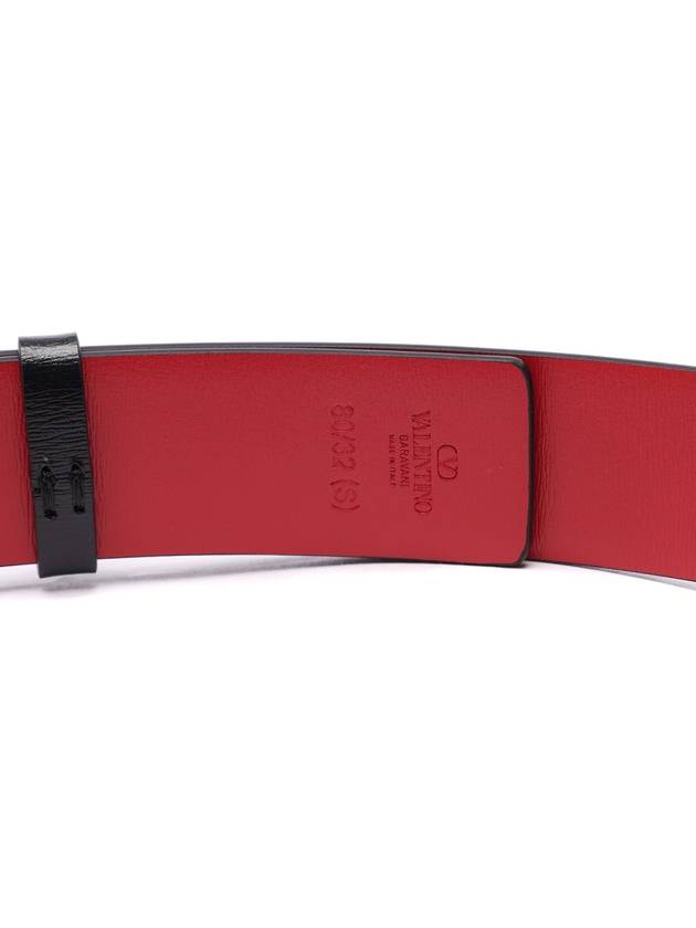 V Logo Signature Reversible Leather Belt Black Red - VALENTINO - BALAAN 7