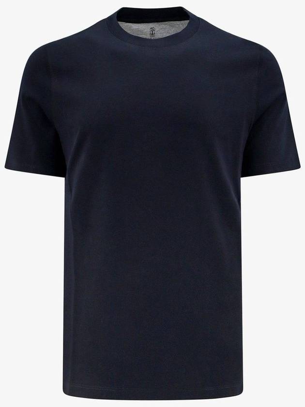 Crew Neck Short Sleeve T-Shirt Navy - BRUNELLO CUCINELLI - BALAAN 1