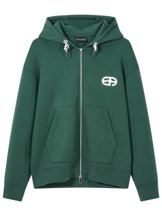 Men s Embroidered Logo Neoprene Hooded Zip Up Green - EMPORIO ARMANI - BALAAN 1