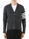 Men's Diagonal Classic Cashmere Cardigan Mid Grey - THOM BROWNE - BALAAN 2