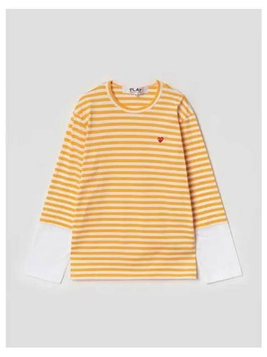 Men s Red Heart Waffen Striped T shirt Yellow Domestic Product GM0022062312146 - COMME DES GARCONS PLAY - BALAAN 1