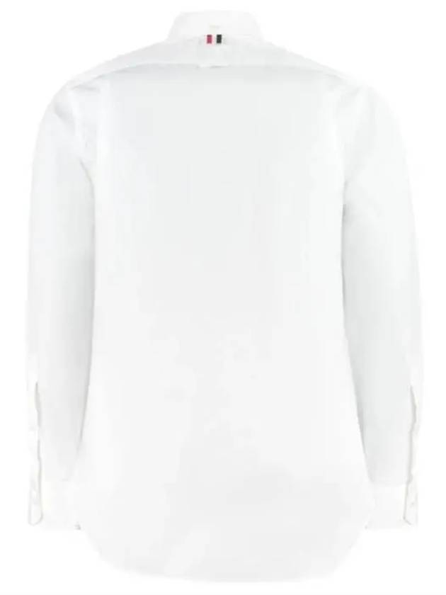 Men's Grosgrain Placket Solid Poplin Long Sleeve Shirt White - THOM BROWNE - BALAAN 6