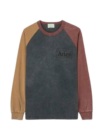 Color Block Crew Neck Long Sleeve T-Shirt - ARIES - BALAAN 1