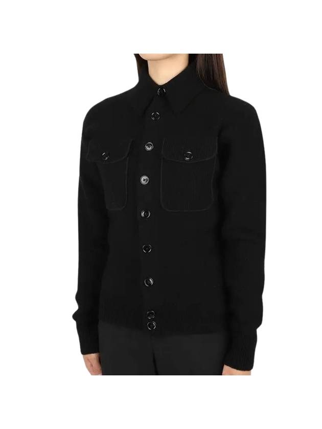 Women's Soft Shetland Fit Collar Cardigan Black - LEMAIRE - BALAAN 1