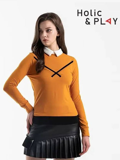 Span Collar Long Sleeve T-Shirt-HB3WTS001LB - HOLIC&PLAY - BALAAN 2