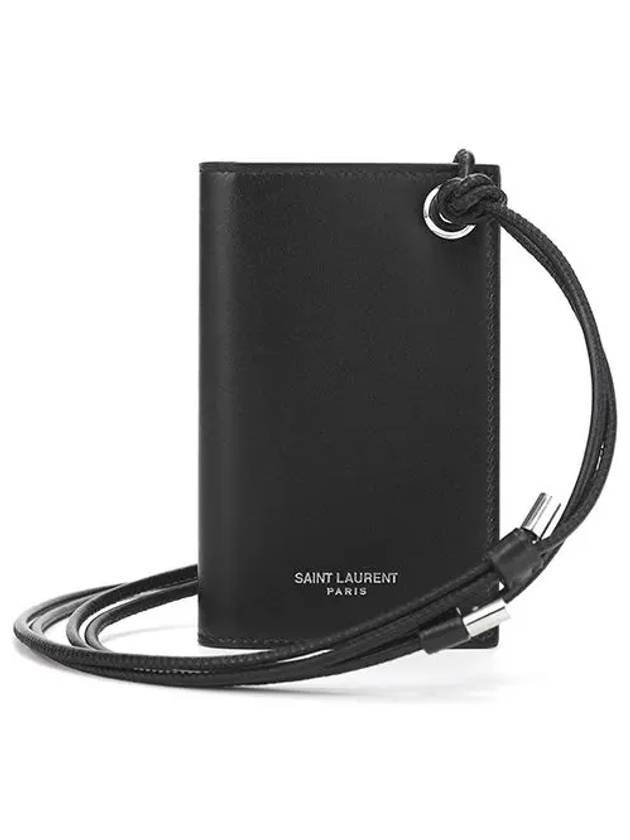 Men's Logo Strap Card Wallet Black - SAINT LAURENT - BALAAN 1