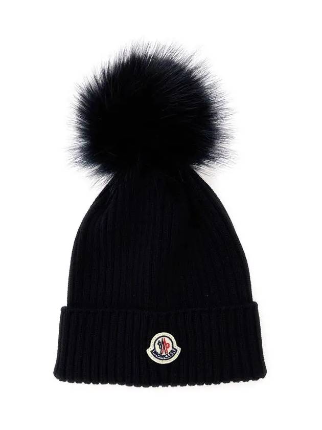 Kids Logo Pom Wool Beanie 3B000 14 M1131 999 - MONCLER - BALAAN 1