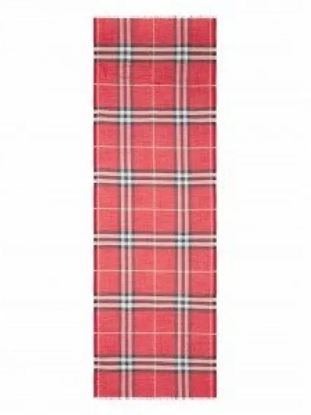 Check Wool Silk Muffler Red - BURBERRY - BALAAN 2