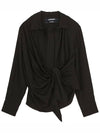 Le Chemise Bahia Tied Sash Shirt Black - JACQUEMUS - BALAAN 2