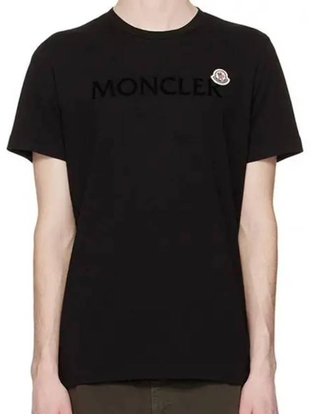 8C00047 8390T 999 Logo Patch Round Short Sleeve T Shirt Black Men s TLS 270573 - MONCLER - BALAAN 1