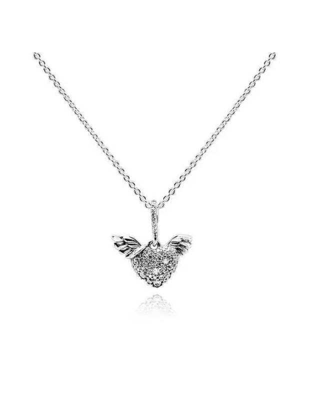 Pave Heart Angel Wing Necklace Silver - PANDORA - BALAAN 3