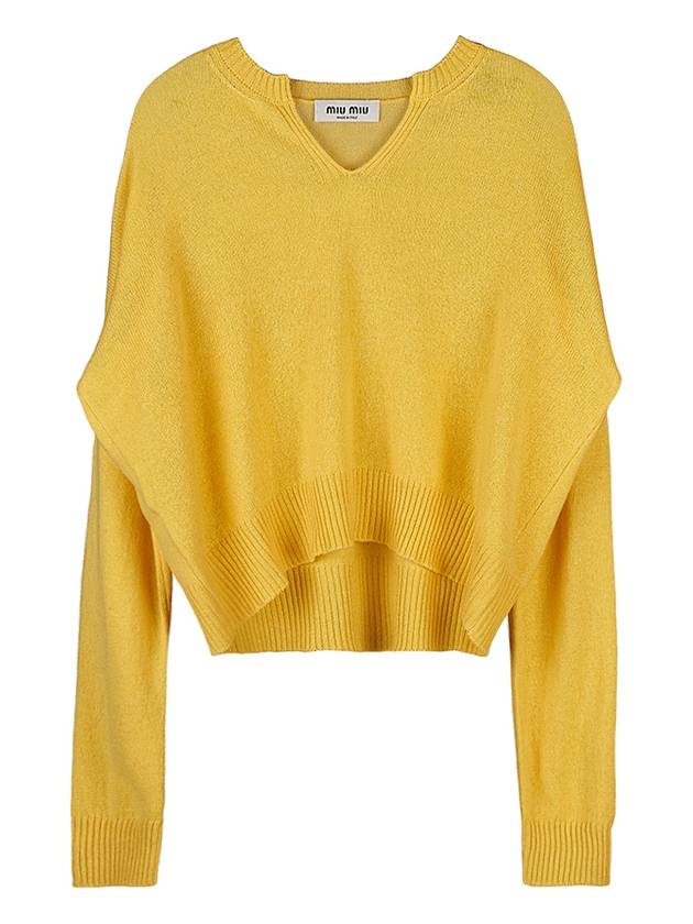 Logo Cashmere Knit Top Yellow - MIU MIU - BALAAN 3