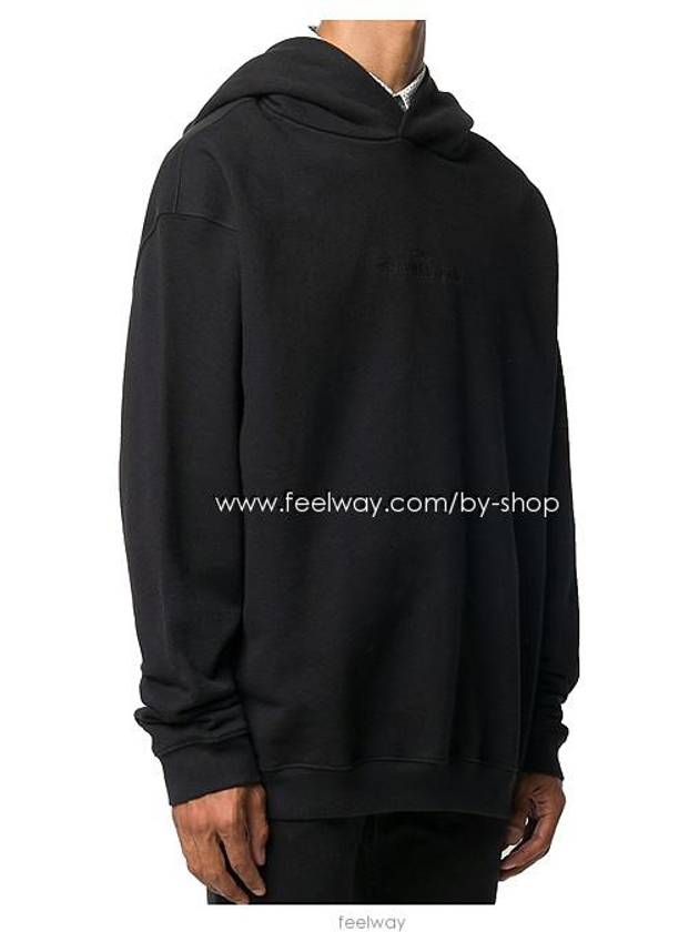 Reverse Embroidery Logo Cotton Hoodie Black - MAISON MARGIELA - BALAAN 4