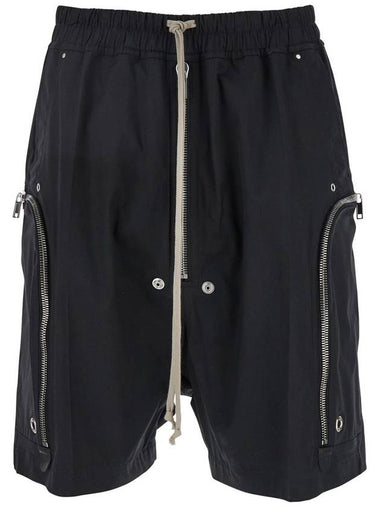 'Bauhaus Bela' Black Shorts With Oversized Drawstring In Cotton Man - RICK OWENS - BALAAN 1