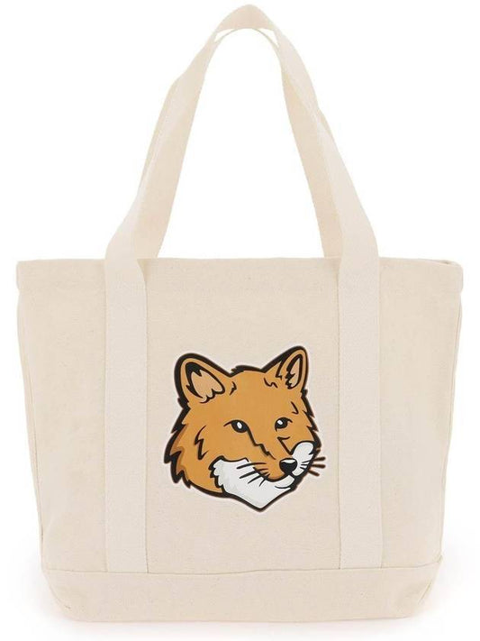 Fox Head Print Tote Bag Ecru - MAISON KITSUNE - BALAAN 1