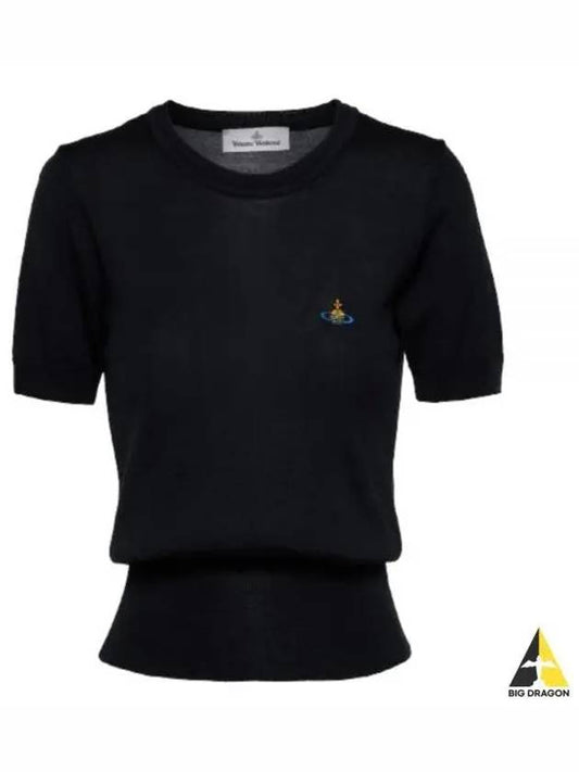 ORB Logo Short Sleeve Knit Top Black - VIVIENNE WESTWOOD - BALAAN 2