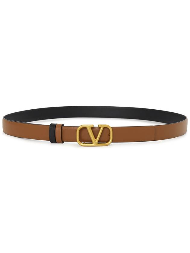 Reversible V logo signature leather belt brown black - VALENTINO - BALAAN 5