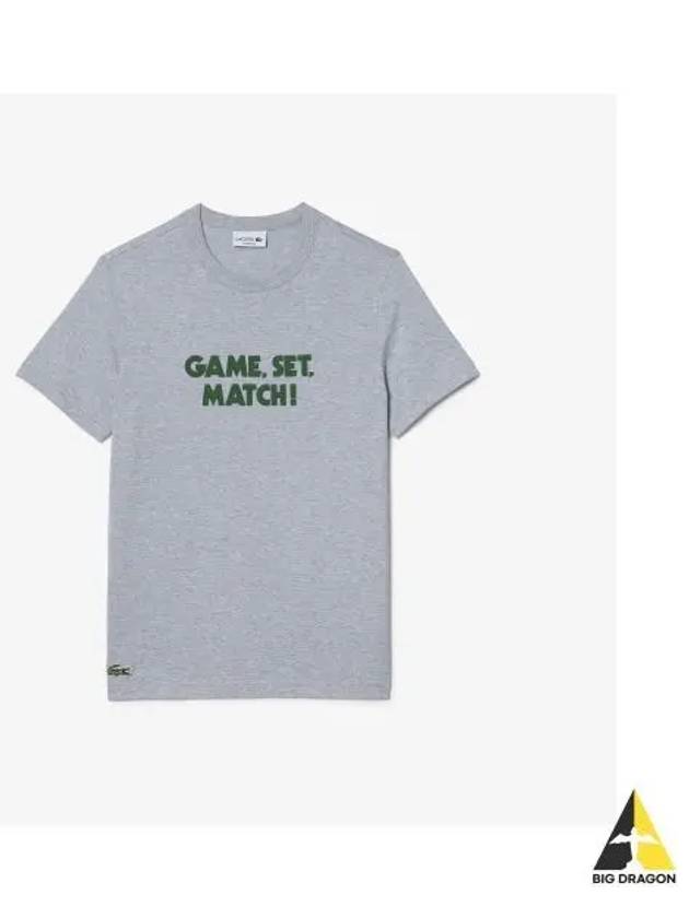 Men s Message Graphic T Shirt Melange Gray - LACOSTE - BALAAN 1