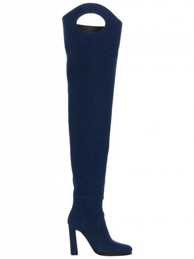 denim knee-high long boots - BURBERRY - BALAAN 1