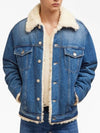 Fake Fur Trucker Denim Jacket Vintage Blue - AMI - BALAAN 6