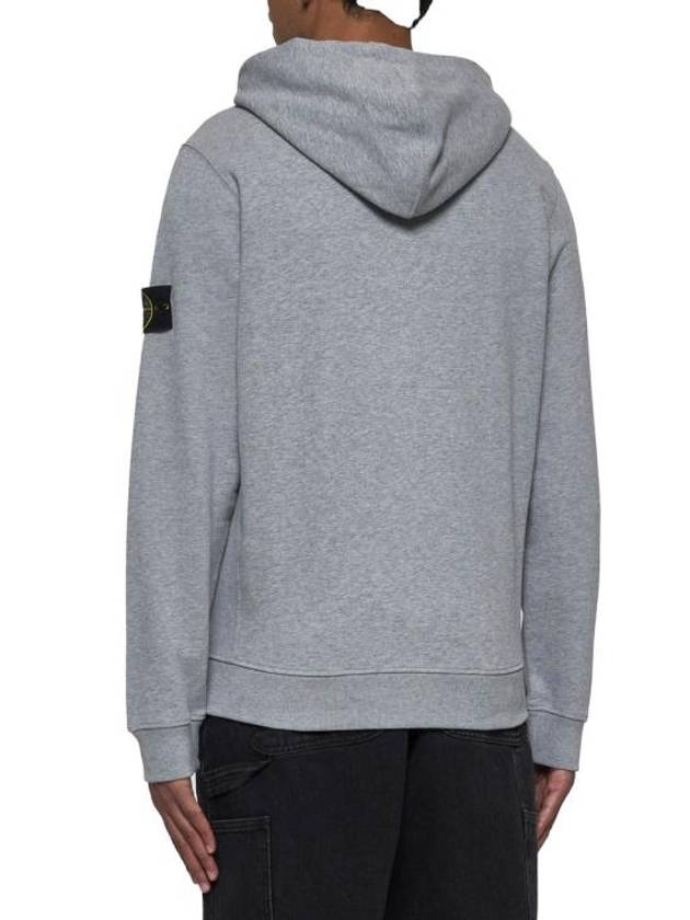 Logo Cotton Zip-Up Hoodie Dust Grey Melange - STONE ISLAND - BALAAN 4