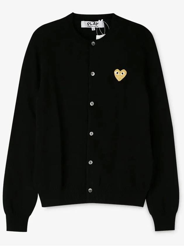 Gold Heart Logo Knit Cardigan Black - COMME DES GARCONS PLAY - BALAAN 3