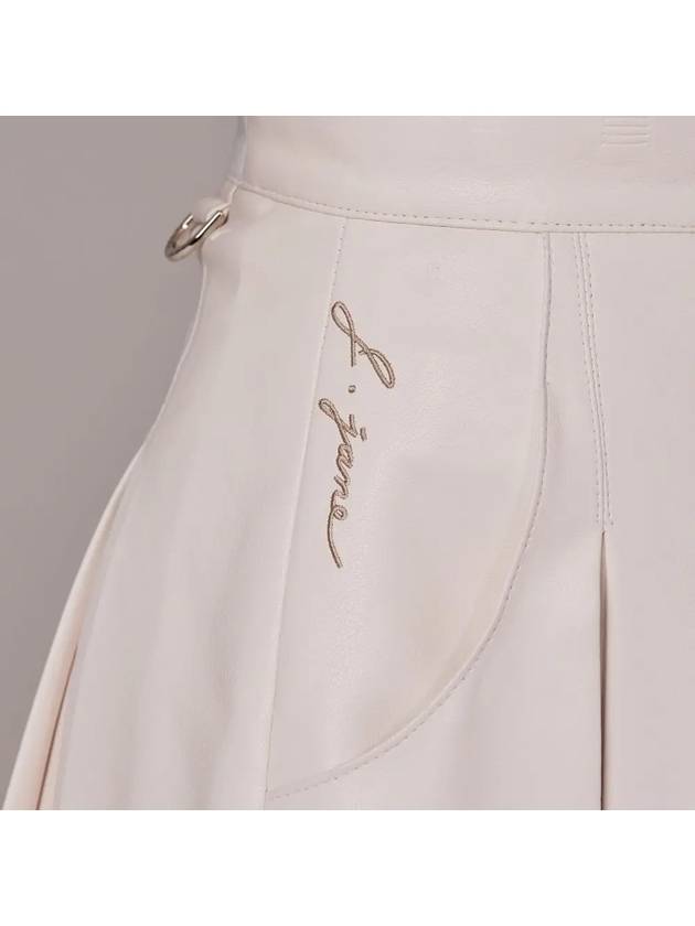 Golf Wear Wide Pleated Leather Skirt Ivory - J JANE - BALAAN 4